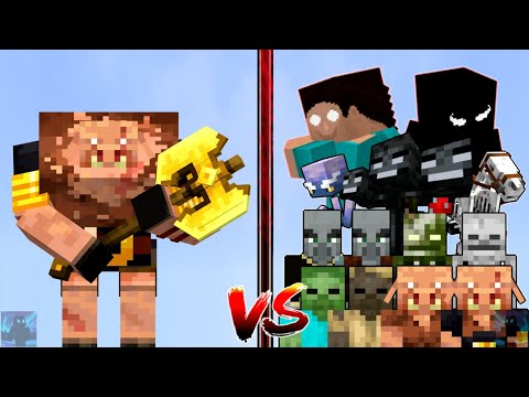 Mutant Piglin Brute vs Every mob, All mobs, Minecraft Bosses, Herobrine in Minecraft mob battle!