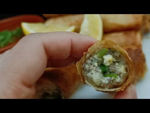 The crispiest best spring rolls/ Bourek Algerian traditional appetizer