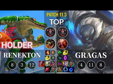 RW Holder Renekton vs Gragas Top - KR Patch 11.3