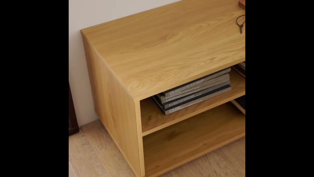Video Since - Meuble tv 2 tiroirs, 2 niches en bois L180cm