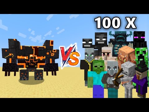 NETHERITE MONSTROSITY vs Every Minecraft Mob x100 - Netherite Monstrosity vs all Mobs