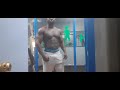 black muscle man flexing and hest bounce