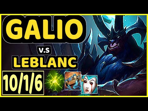 XAKY (GALIO) vs LEBLANC - 10/1/6 KDA MID GAMEPLAY - EUW Ranked GRANDMASTER
