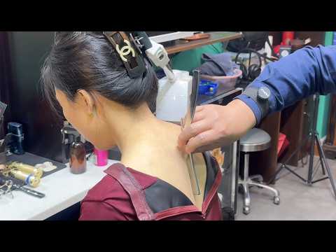 💈Master Shaving！Face shaving & Back shaving！This lady needs a shave！Massage！#barber #barbershop 99