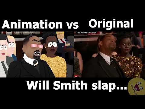 Original vs South Park Animation || Will Smith SLAP!!!!