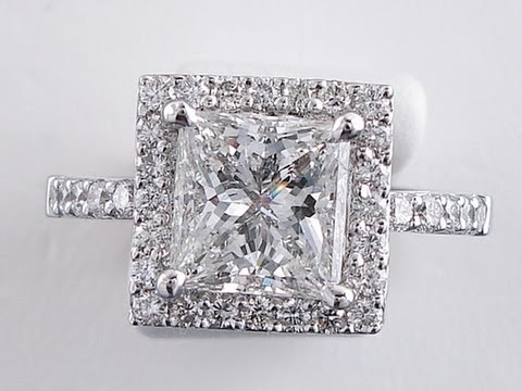 2.55 ctw Princess Cut H SI2 Diamond Engagament Ring - BigDiamondsUSA