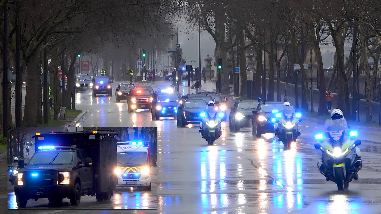 The Impressive Motorcade of the New U.S. Vice President J.D. Vance in Paris