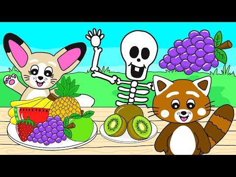 Pukkins fruktaffär - Lär dig färger och frukter i ett roligt barnprogram - Lek med oss