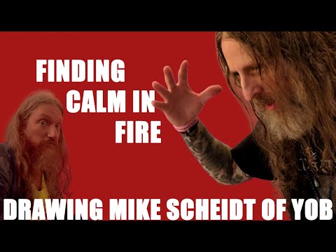 Drawing a portrait of Mike Scheidt of YOB at Høstsabbat 2025