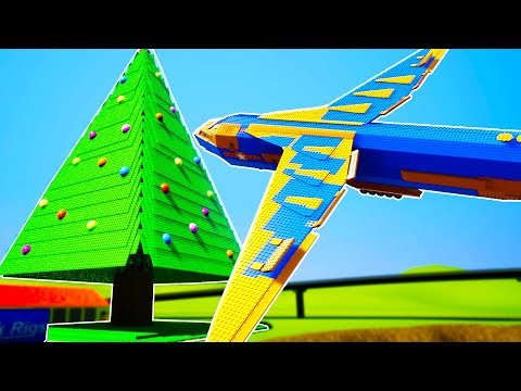 LEGO JUMBO JET SMASHES INTO THE LARGEST CHRISTMAS TREE! - Brick Rigs Workshop Creations Gameplay