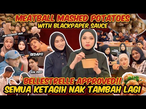 MEATBALL MASHED POTATO | KAK BELLA SUKA SANGAT SEMUA KETAGIH !! RINA NAK UNA JOIN FOODFEST ?!! 