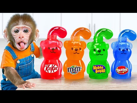 Choco Monkey Pretend Play Thief to join Challenge Frozen Honey Jelly in swimming pool with Duckling