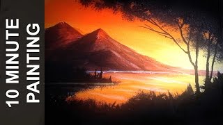 Painting a Sunset Over a Lake with Acrylics in 10 Minutes!