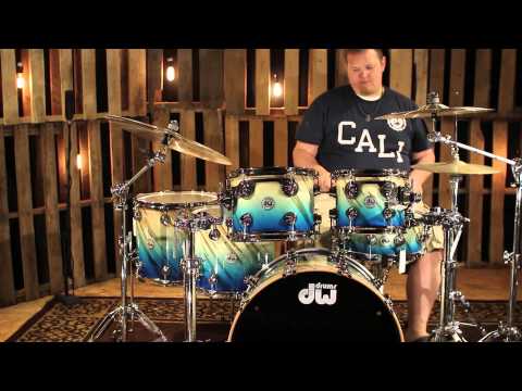DW Drum Collectors Exotic Carl Allen Blue Fade Over Twisted Mineral Maple BlK HW