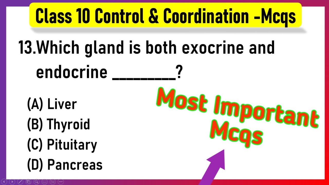MCQ Questions for Class 10 Science Control and Coordination with Answers | Control Coordination