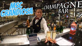 MSC Grandiosa Champagne Bar  Full Menu Trial Tour & Review  21 Years Minimum Age to Drink