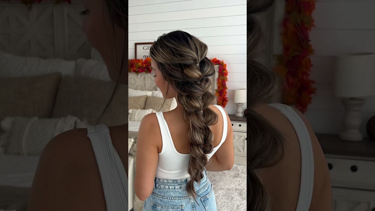 Bubble braid 🍂🍁 #braidtutorial #hairtutorial #hairstyles #braids #hairideas #hairinspo #shorts