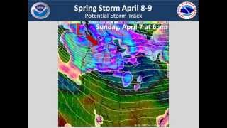 preview picture of video 'Major Spring Storm will impact the Region Monday Night and Tuesday (April 8-9, 2013)'