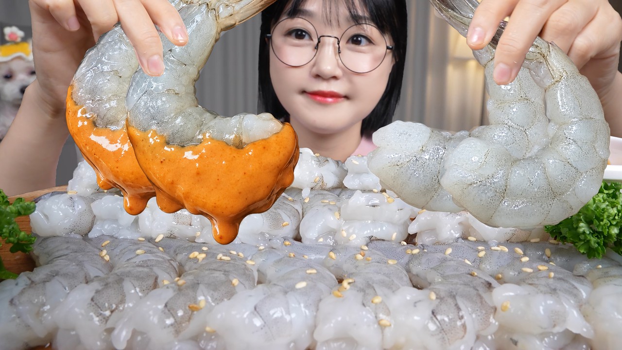 쫀득탱글 생새우 먹방🦐불닭마요 찰떡궁합 먹방 Raw Shrimp Mukbang ASMR