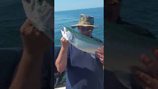 Ted Showing his Rainbow Trout on Lake Erie