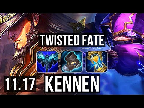 TWISTED FATE vs KENNEN (MID) | 0/0/12, 500+ games | KR Diamond | v11.17