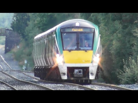 Two Irish Rail 22000 Class Intercity Trains - Monasterevin Station, Kildare