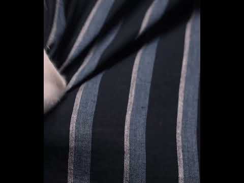 Stripe Blue & Black Pure Cotton 98 GSM Handwoven Fabric — video