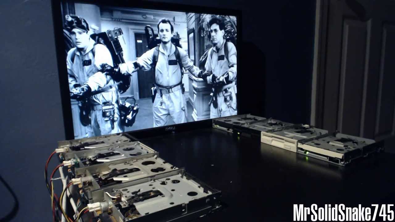 Ghostbuster's Theme on eight floppy drives - YouTube