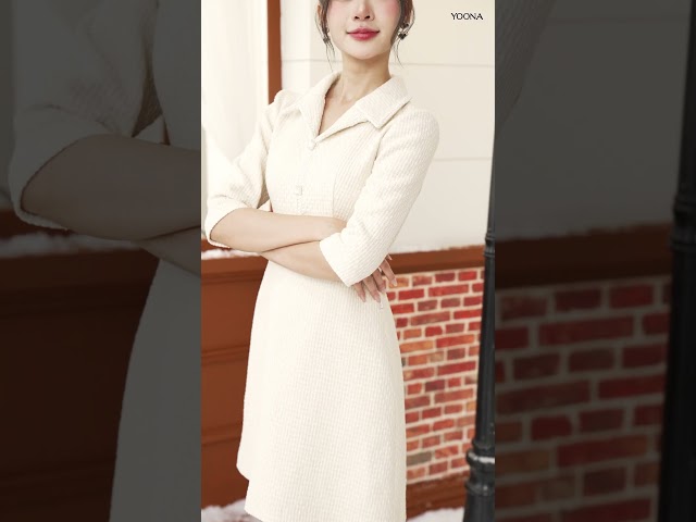 ND11A508- Đầm dạ tweed