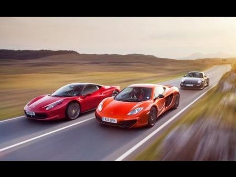 Thumbnail for 2011 Ferrari 458 Italia vs. 2012 McLaren MP4-12C, 2011 Porsche 911 GT2 RS - CAR and DRIVER by Ferrari 458