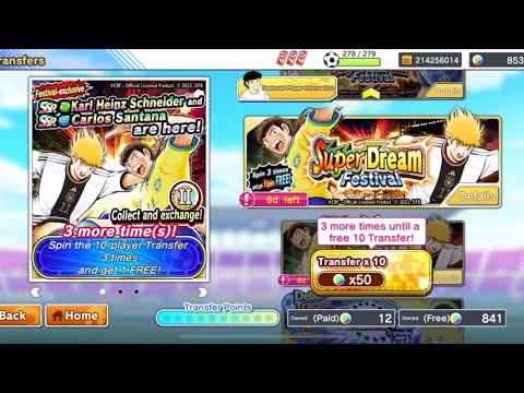 Gacha Super Dream Festival banner Santana Scneider 850 Db|Captain Tsubasa Dream Team