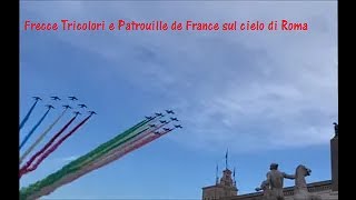 Frecce Tricolori e Patrouille de France sul cielo di Roma