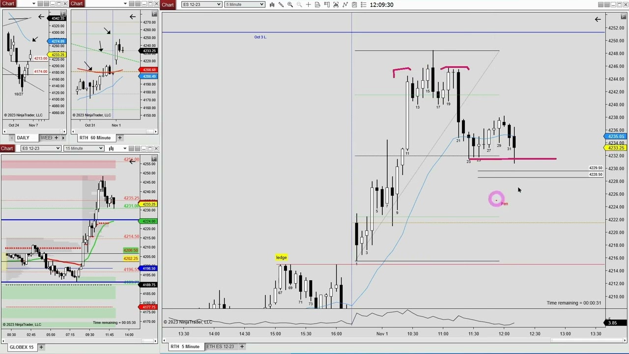 Price Action Rose - Trading Room Sample Wednesday 1200-1400 ET