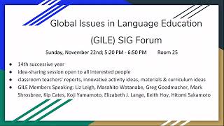 JALT2020 GILE (Global Issues in Language Education) SIG Forum