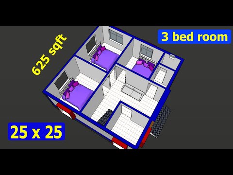 25 x 25 small 3 bhk house plan II 25 x 25 ghar ka naksha II 3 bhk small house design
