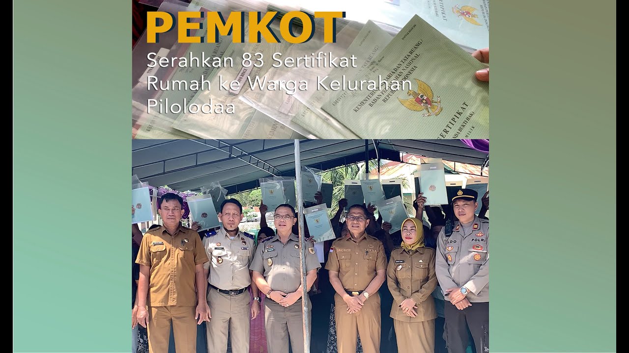 Pemerintah Kota Gorontalo Serahkan 83 Sertifikat Rumah ke Warga Kelurahan Pilolodaa