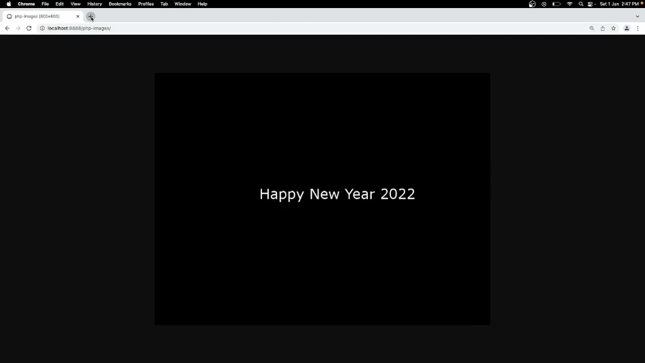 Create image with center aligned text in php | Happy new year 2022 from learnWebCoding