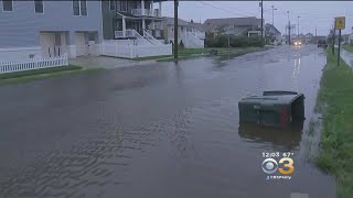 Rain, High Tide Flooding Streets Along The Jersey Shore