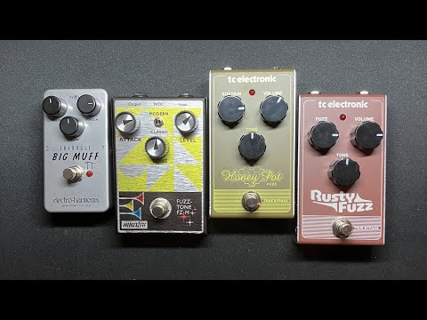 Quick fuzz comparison Big Muff vs Maestro FZ-M vs Honey Pot vs Rusty Fuzz