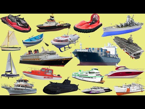 Water Vehicles - Boats & Ships - Water Transport for kids - Battle Ship, Container Ship, Cruise Ship