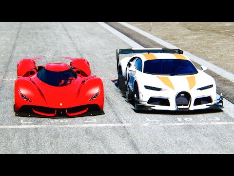 Bugatti Chiron SS 300+ GTR Concept vs Ferrari Piero LM 2025 - Drag Race 20 KM