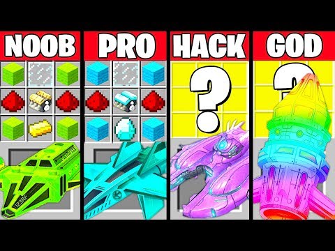 Minecraft Battle: SUPER SPACESHIP CRAFTING CHALLENGE - NOOB vs PRO vs HACKER vs GOD Funny Animation
