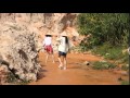 Asian Girls Walking By Yellow River