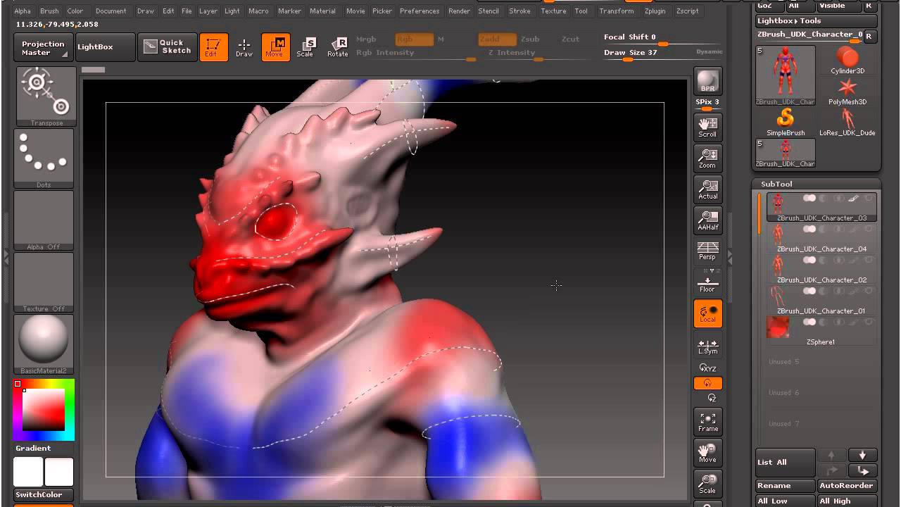 ZBrush UDK Character -16 - ZRemesher Makes Retopology Fun!