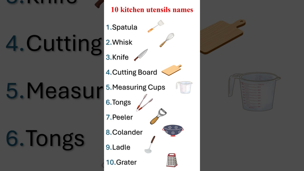 Top 10 Essential Kitchen Utensils Names for Beginners