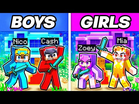 BOYS vs GIRLS UNDERWATER HOUSE Battle In Minecraft!