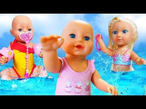 Baby Born doll & Baby Born Annabell at the beach. Baby Annabell doll videos & baby doll videos.