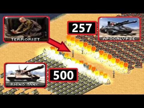 Rhino vs Apocalypse - Firing with Terrorists - Red Alert 2