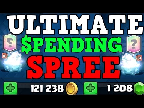 Clash Royale-100k GOLD & 1k GEMS! BIGGEST SPENDING SPREE EVER! My Largest Spending In Clash Royale!