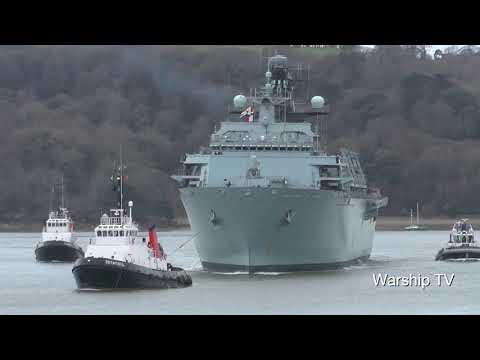 HMS ALBION L14 LEAVES DEVONPORT NAVAL BASE AT RUSTY ANCHOR - 22nd January 2018